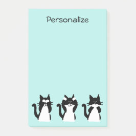 Tuxedo Katten | Drie Wijze Poesjes Aqua Blauw Post-it® Notes