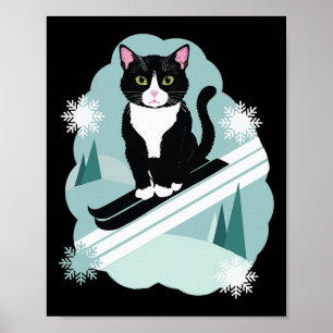 Tuxedo katten en skiën sneeuw wintersport fans poster