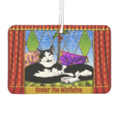 Tuxedo katten onder Mistletoe gepersonaliseerd Luchtverfrisser (Achterkant)
