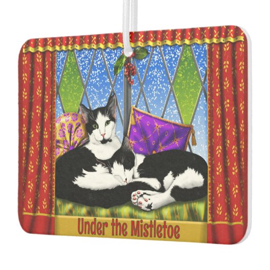 Tuxedo katten onder Mistletoe gepersonaliseerd Luchtverfrisser (Links)