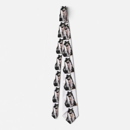 Tuxedo Katten Striped Black White Mannen Stropdas (Achterkant)