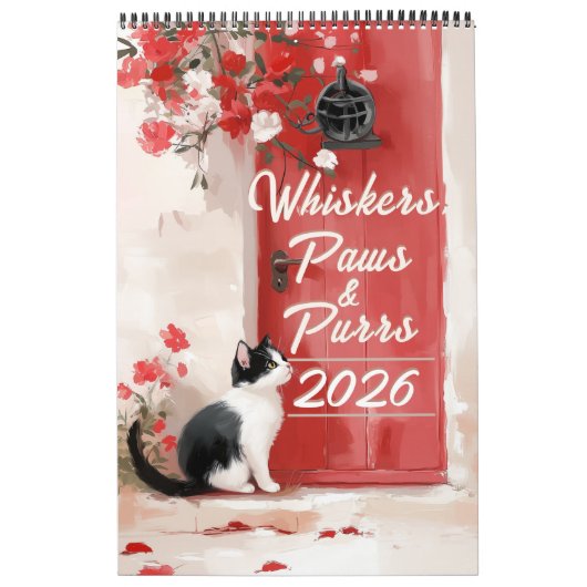 Tuxedo Kattenkalender 2026 – Zwart-wit Kattenkunst Kalender (Hoes)