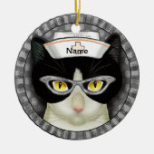 Tuxedo kattenverpleegkundige keramisch ornament (Voorkant)