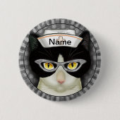 Tuxedo kattenverpleegkundige ronde button 5,7 cm (Voorkant)