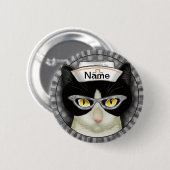 Tuxedo kattenverpleegkundige ronde button 5,7 cm (Voorkant /achterkant)
