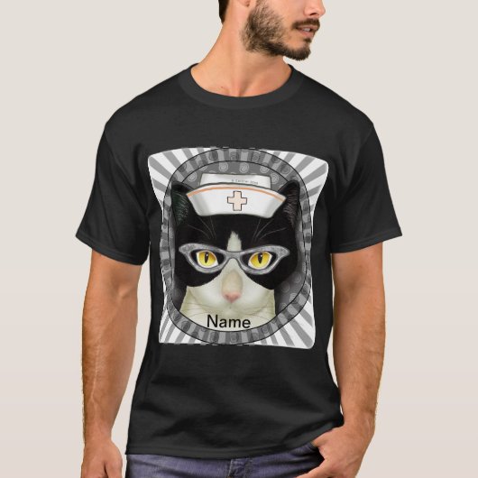 Tuxedo kattenverpleegkundige t-shirt (Voorkant)