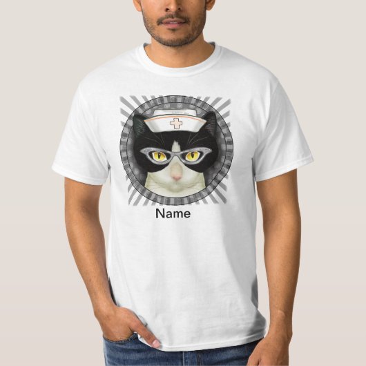 Tuxedo kattenverpleegkundige t-shirt (Voorkant)