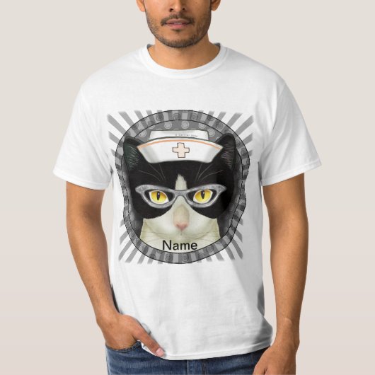 Tuxedo kattenverpleegkundige t-shirt (Voorkant)