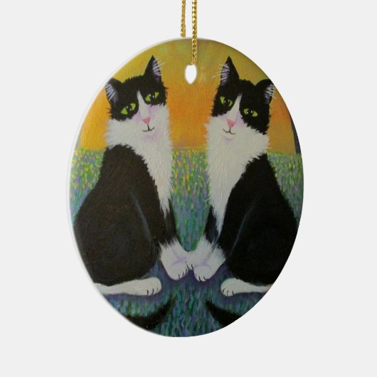 Tuxedo-kattenversiering Keramisch Ornament (Rechts)