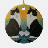 Tuxedo-kattenversiering Keramisch Ornament (Voorkant)