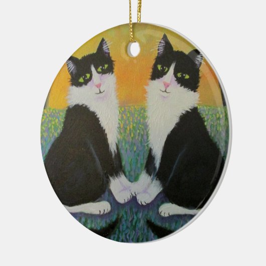 Tuxedo-kattenversiering Keramisch Ornament (Links)
