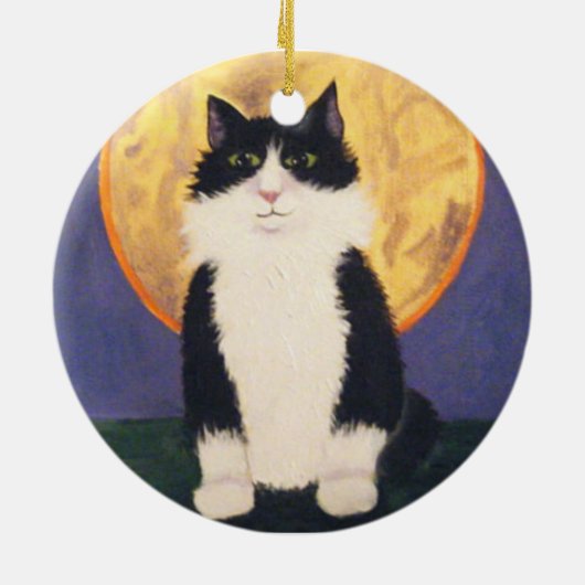Tuxedo-kattenversiering Keramisch Ornament (Achterkant)
