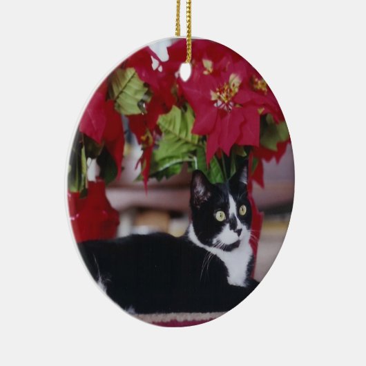 Tuxedo-kerstkat Keramisch Ornament (Rechts)