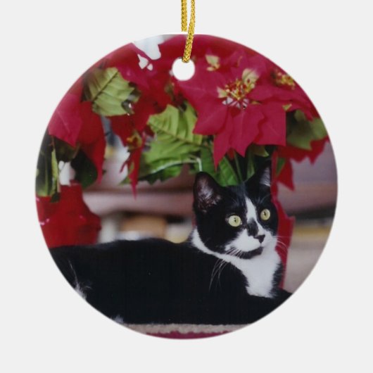 Tuxedo-kerstkat Keramisch Ornament (Voorkant)