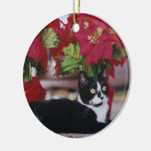 Tuxedo-kerstkat Keramisch Ornament (Links)