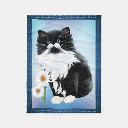 Tuxedo Kitten FaceKitten en Daisy Fleece Deken (Voorkant)