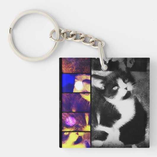 Tuxedo Kitten Foto Art Sleutelhanger (Voorkant)