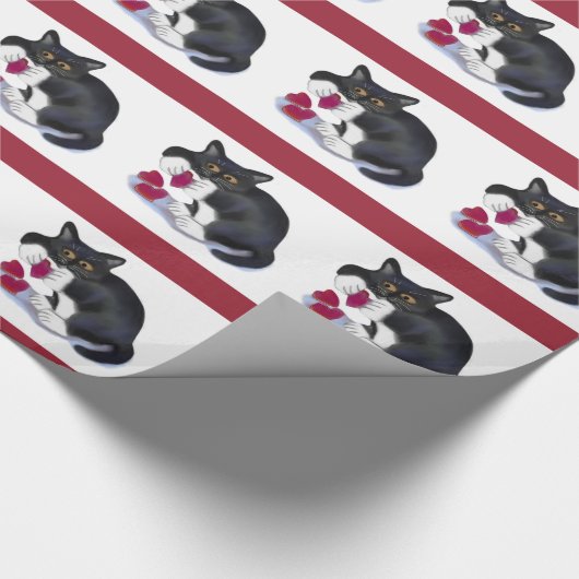 Tuxedo Kitten heeft drie Valentijn-Speelgoed voor Cadeaupapier (Hoek)
