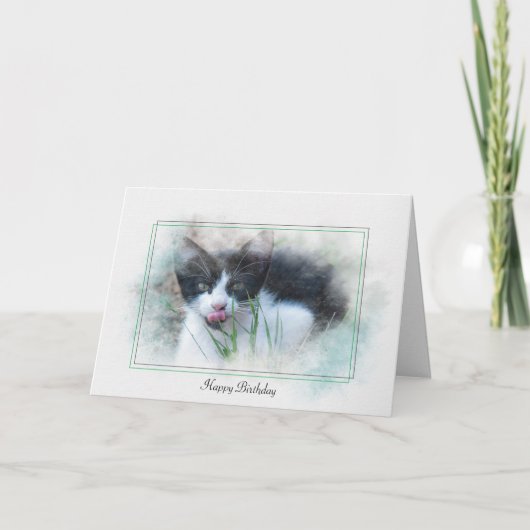 Tuxedo kitten humoristische verjaardag kaart (Voorkant)