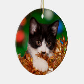 Tuxedo kitten Kerstmis Keramisch Ornament (Rechts)