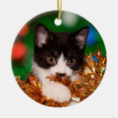 Tuxedo kitten Kerstmis Keramisch Ornament (Voorkant)