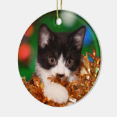 Tuxedo kitten Kerstmis Keramisch Ornament (Links)