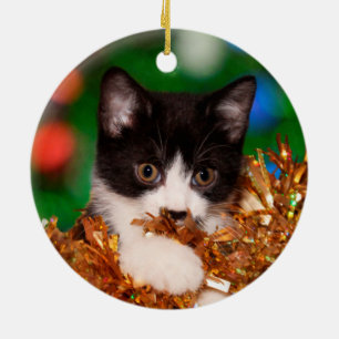 Tuxedo kitten Kerstmis Keramisch Ornament