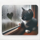 Tuxedo Kitten Met een Hart op het Raam Muismat (Voorkant)