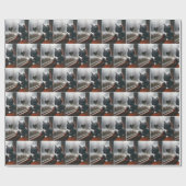 Tuxedo kitten met een raam hart cadeaupapier (Vlak)