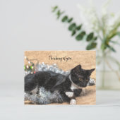 Tuxedo Kitten Tinsel en licht denken aan jou Briefkaart (Staand voorkant)