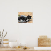 Tuxedo Kitten Tinsel en Lichten Painterly Poster (Keuken)