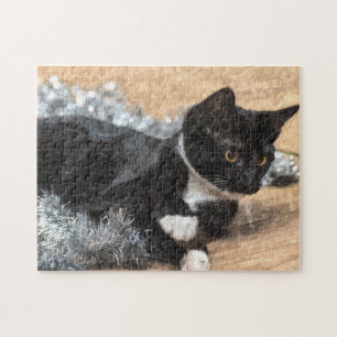 Tuxedo Kitten Tinsel en Lichten Puzzle Legpuzzel