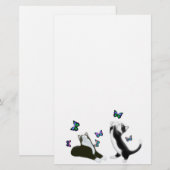 Tuxedo Kittens met Butterflies Stationery Briefpapier (Voorkant / Achterkant)