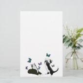 Tuxedo Kittens met Butterflies Stationery Briefpapier (Staand voorkant)