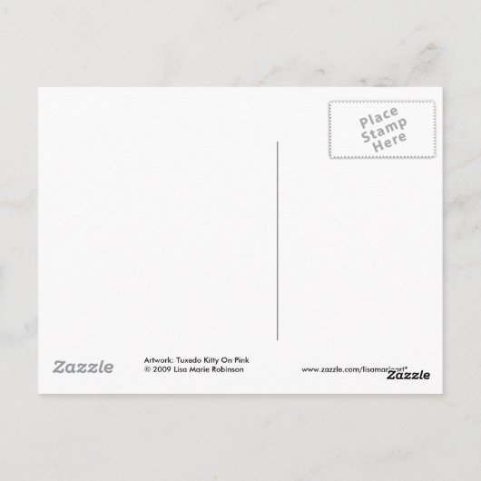 Tuxedo Kitty Cat op Roze Briefkaart (Achterkant)