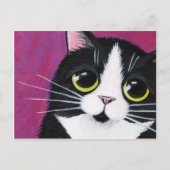 Tuxedo Kitty Cat op Roze Briefkaart (Voorkant)