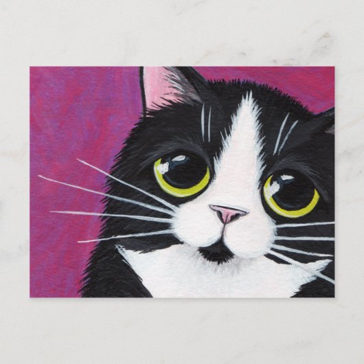 Tuxedo Kitty Cat op Roze Briefkaart (Voorkant)