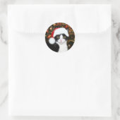 Tuxedo kitty kat Kerstmis Ronde Sticker (Tas)