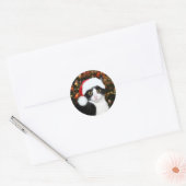 Tuxedo kitty kat Kerstmis Ronde Sticker (Envelop)
