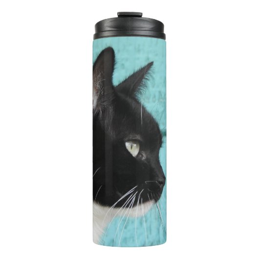 Tuxedo Kitty Kat op Teal Thermosbeker (Voorkant)