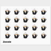 Tuxedo koffiemok ontwerp vierkante sticker (Vel)