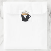 Tuxedo koffiemok ontwerp vierkante sticker (Tas)