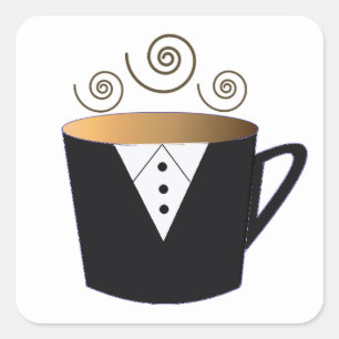 Tuxedo koffiemok ontwerp vierkante sticker