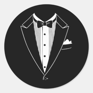 Tuxedo kostuumhemd mannen vrouwen kinderen Tux pak Ronde Sticker