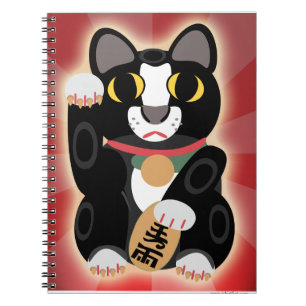 Tuxedo Lucky Cat Cute Fortune Pet Cartoon Notitieboek