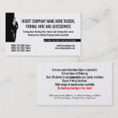 Tuxedo-man — formeel pak voor het huren van busine visitekaartje (Voorkant / Achterkant)