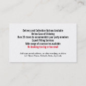 Tuxedo-man — formeel pak voor het huren van busine visitekaartje (Achterkant)