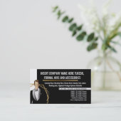 Tuxedo man moderne gouden zwarte-pak-industrie visitekaartje (Staand voorkant)