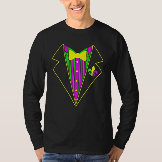 Tuxedo Mardi Gras Funny Carnival Festival Party Co T-shirt (Voorkant)
