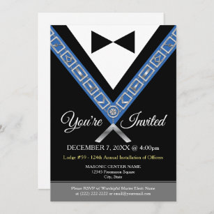 Tuxedo Masonic Invitations   Freemason Jewels Kaart